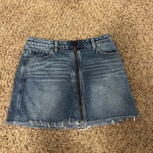 We The Free Zippered Blue Mini Skirt